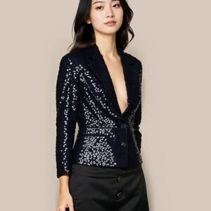 2B BEBE Sequined Blazer Black Small